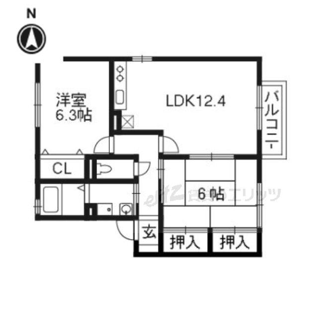 カサブランカI(2LDK/1階)の間取り写真
