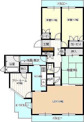 ブライトタウン住吉(3SLDK/10階)の間取り写真
