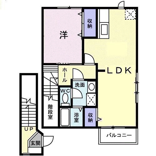 メゾンサンパティークB(1LDK/2階)の間取り写真