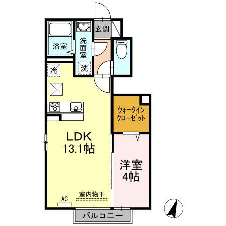 ミルキークォーツ(1LDK/1階)の間取り写真