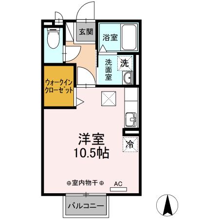パースィモン(ワンルーム/1階)の間取り写真