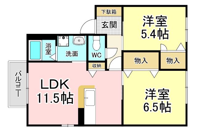 ソレイユ霧ヶ峰(2LDK/1階)の間取り写真