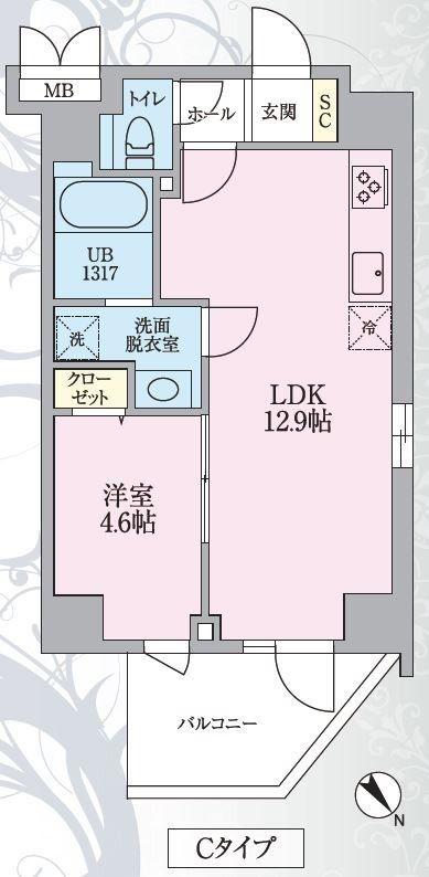 ニアレスタSUGAMO(1LDK/10階)の間取り写真