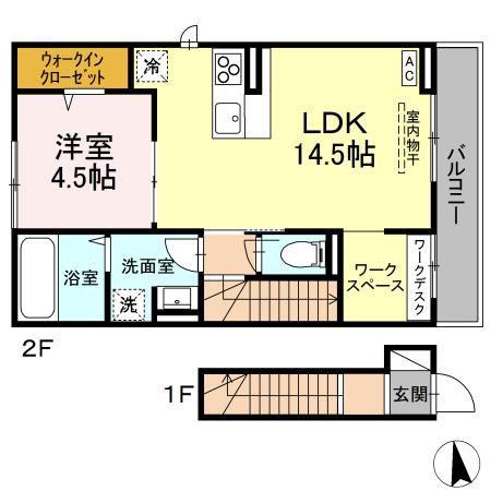 パステル木之庄(1LDK/2階)の間取り写真