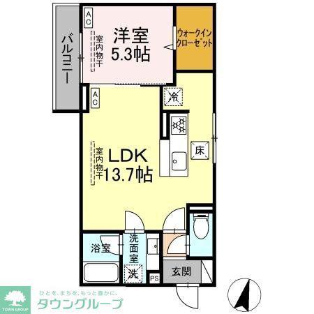 ドムスクレスト湘南台(1LDK/1階)の間取り写真