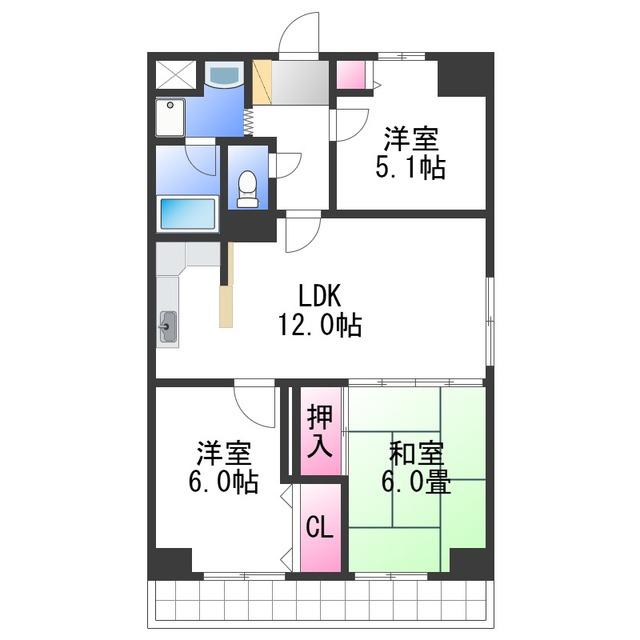 ロイヤルヴェール山下(3LDK/1階)の間取り写真