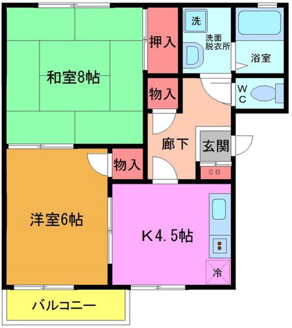 エヴァーグリーン(2K/1階)の間取り写真