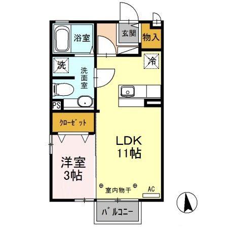 パルフェタムール(1LDK/2階)の間取り写真