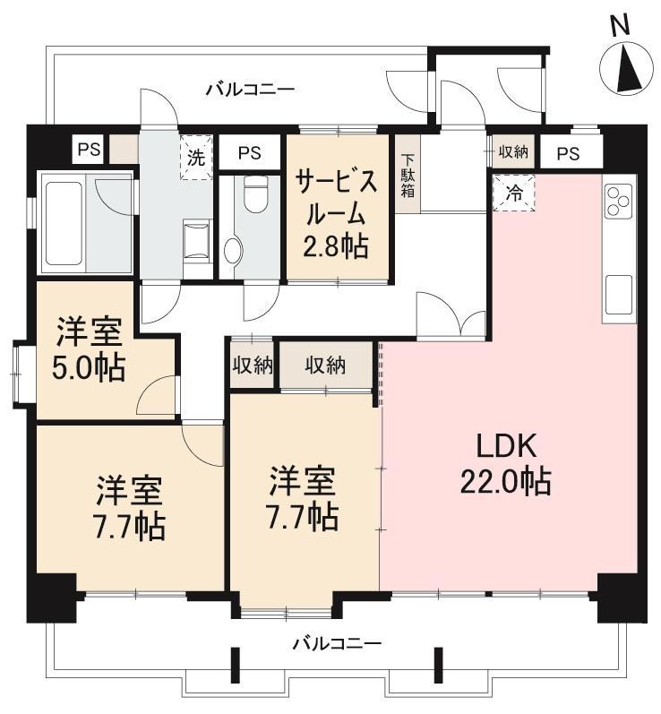 ルポーゼ・セルソ(3SLDK/8階)の間取り写真