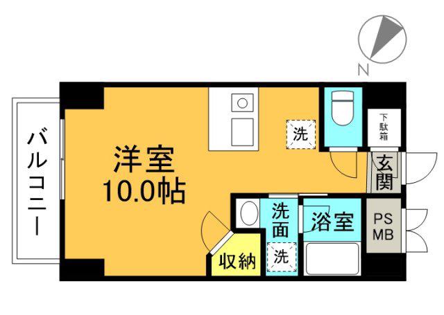 メゾンド銀山(ワンルーム/5階)の間取り写真