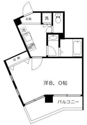 グリーンルーム代沢(1K/2階)の間取り写真