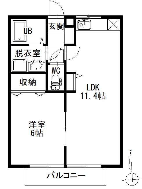 ローズマリー(1LDK/2階)の間取り写真
