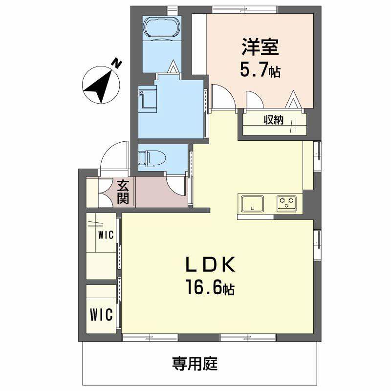 レーヴィンス稲葉(3DK/1階)の間取り写真