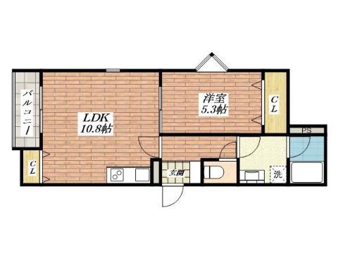LA-CREA総持寺(1LDK/1階)の間取り写真