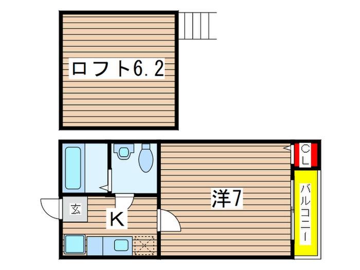マリアージュ(1K/2階)の間取り写真