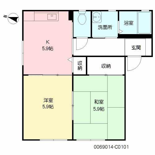 レガート外町 C棟(2K/1階)の間取り写真