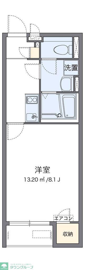 クレイノクオーレ若葉(1K/1階)の間取り写真