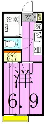カスカーダ(1K/1階)の間取り写真