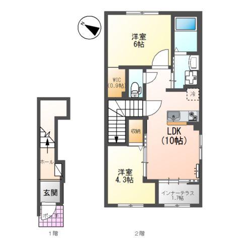 南方1丁目工事(2LDK/2階)の間取り写真