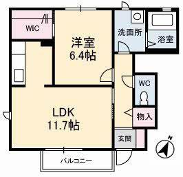 ブランシェ八雲 B棟(1LDK/2階)の間取り写真