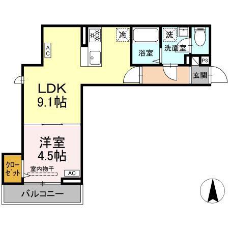 グラナーデ扇I D(1LDK/3階)の間取り写真