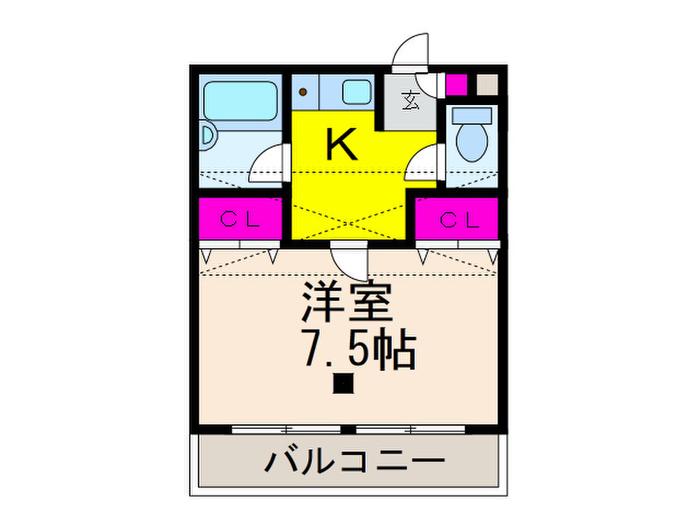 プチパレ天神(1K/2階)の間取り写真