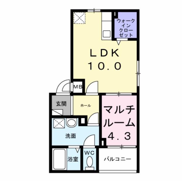 ハートウェル(1LDK/2階)の間取り写真