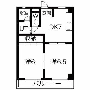 CASA K1(2DK/3階)の間取り写真