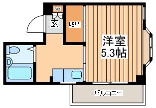 エフエムコーポ(1K/2階)の間取り写真
