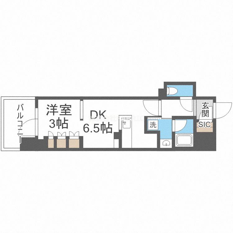 BPRレジデンス大阪本町Q(ワンルーム/15階)の間取り写真