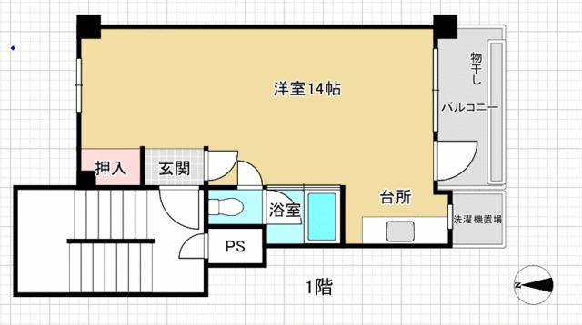 中銀新青木公園マンション(ワンルーム/1階)の間取り写真
