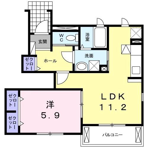 ミーテクルル(2LDK/1階)の間取り写真
