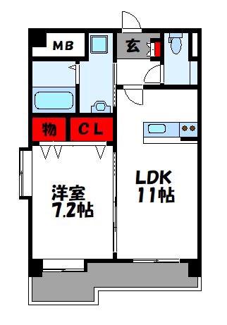 ヴォナローテ志免の杜(1LDK/3階)の間取り写真