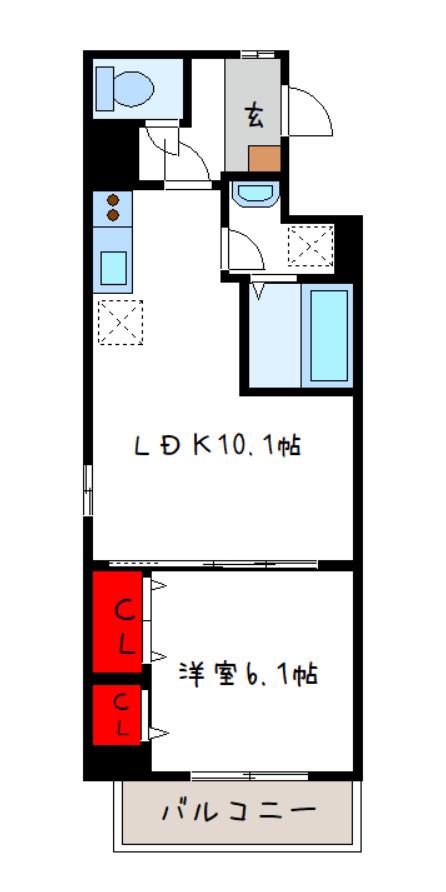 ビスタユーア(1LDK/3階)の間取り写真