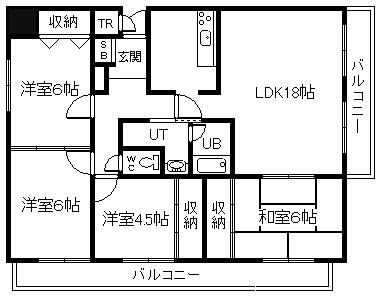 リーセント4条通(4LDK/4階)の間取り写真