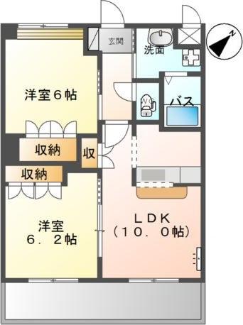 ベルビューMOMO(2LDK/2階)の間取り写真