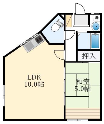 藤井寺大発マンション(1LDK/3階)の間取り写真