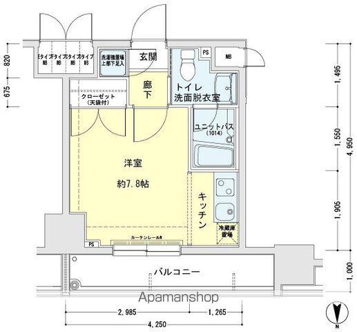メインステージ錦糸町駅前II(ワンルーム/8階)の間取り写真