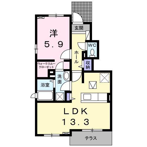 グランドステージ豊潤E(1LDK/1階)の間取り写真