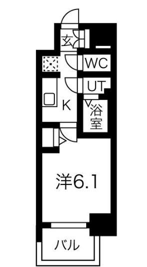 メイクス今池02(1K/8階)の間取り写真