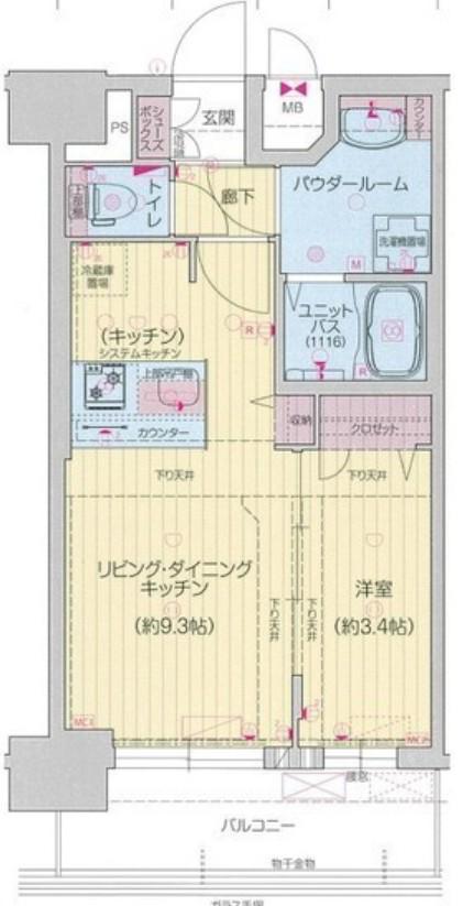 プレサンス太閤通駅前デュプル(1LDK/13階)の間取り写真