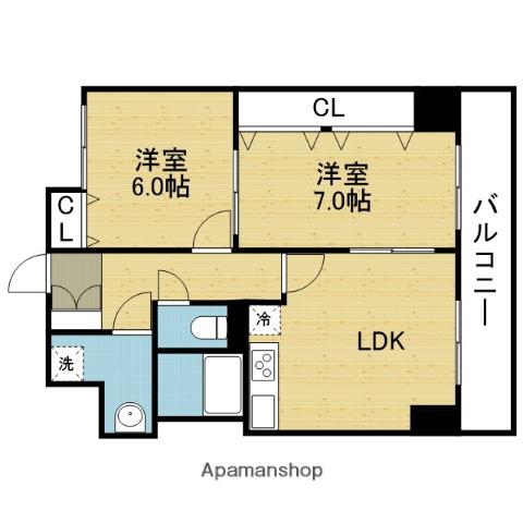 グランデュール林寺(2LDK/6階)の間取り写真