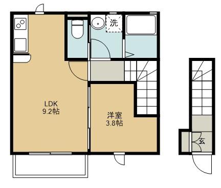 セレネI(1LDK/2階)の間取り写真
