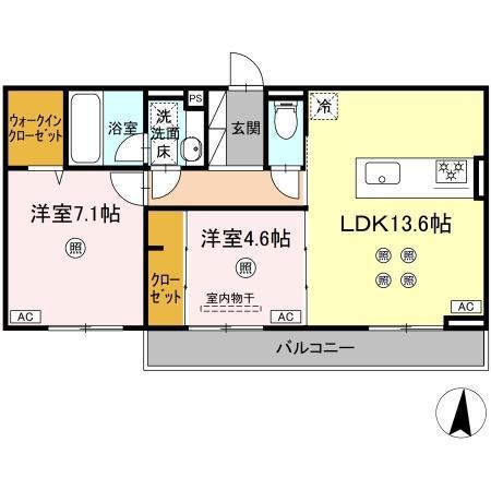 BELLE FLEURII(2LDK/2階)の間取り写真