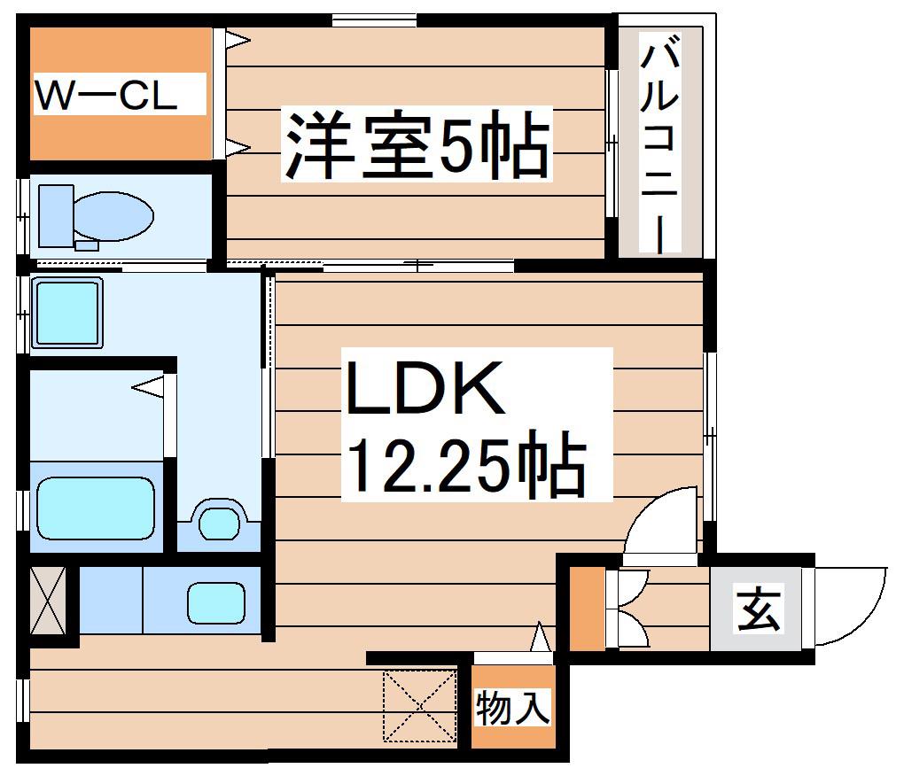 クオーレ木ノ下(1LDK/1階)の間取り写真