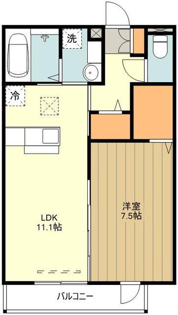 セントラルコート昭島(1LDK/1階)の間取り写真