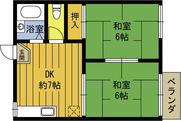 フォーブル安部B(2DK/2階)の間取り写真