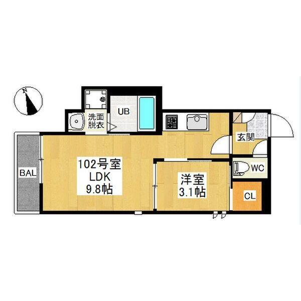 GRANDTICLANA(1LDK/1階)の間取り写真