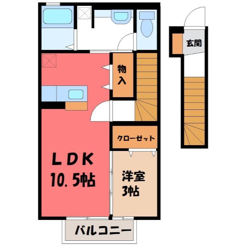 セジュール石倉(1LDK/2階)の間取り写真