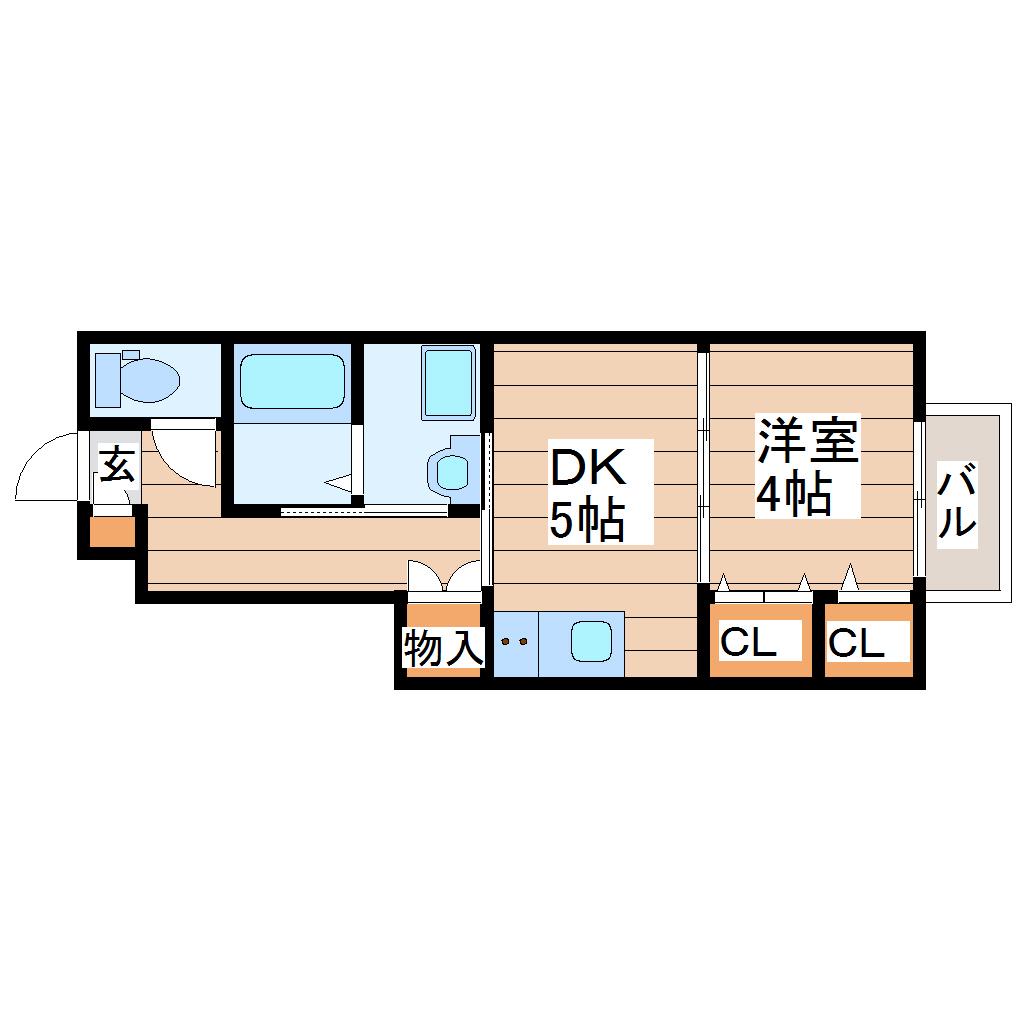 アンセル長町B(1DK/1階)の間取り写真